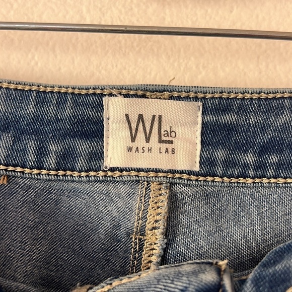 Wash Lab Pieced Denim Midi Asymmetrical Two Toned Skirt Size 30 Two Tone Sky - Picture 6 of 11